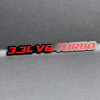 2PCS 3.3L V6 TURBO Emblems – Multicolor 3D Side Fender Badges for Cars & Trucks