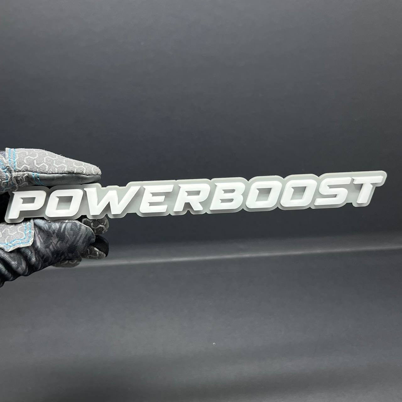 1PC POWERBOOST White Emblem Custom Fender or Tailgate Badge for Car SUV or Truck