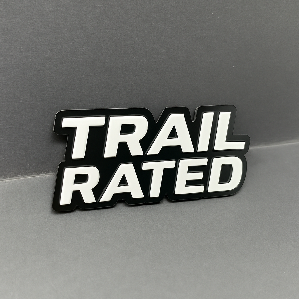 1PC TRAIL RATED Emblem – Custom 3D Acrylic Multicolor Car Fender Sticker