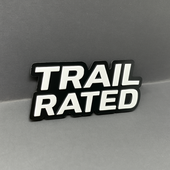 1PC TRAIL RATED Emblem – Custom 3D Acrylic Multicolor Car Fender Sticker
