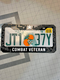 COMBAT VETERAN Black License Plate Frame Cover, Frame, car frame
