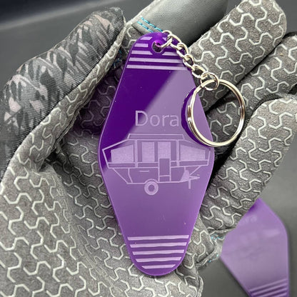 Personalized Hotel Key Tag – Black Keychain with Custom Logo & Room Number
