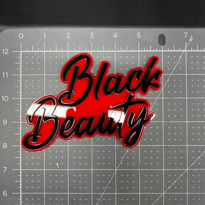 1PC Black Beauty 3D Emblem – Custom Acrylic Car Fender Trunk Badge Decal
