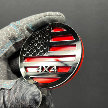 1pc 4x4 Multicolor American Flag Emblem Easy Install 3D Acrylic Car Fender Badge