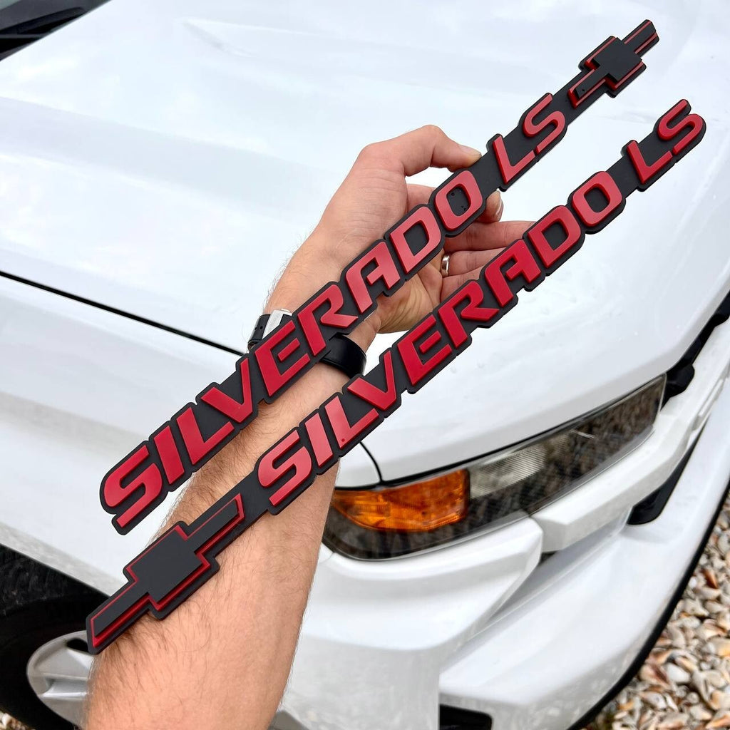 2PCS Mate Black and Red SILVERADO EMBLEM BADGE FOR SILVERADO