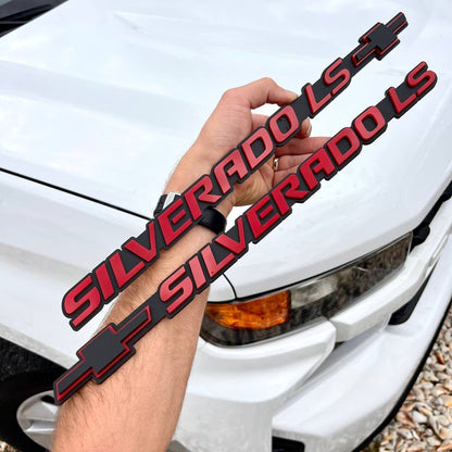 2PCS Mate Black and Red SILVERADO EMBLEM BADGE FOR SILVERADO