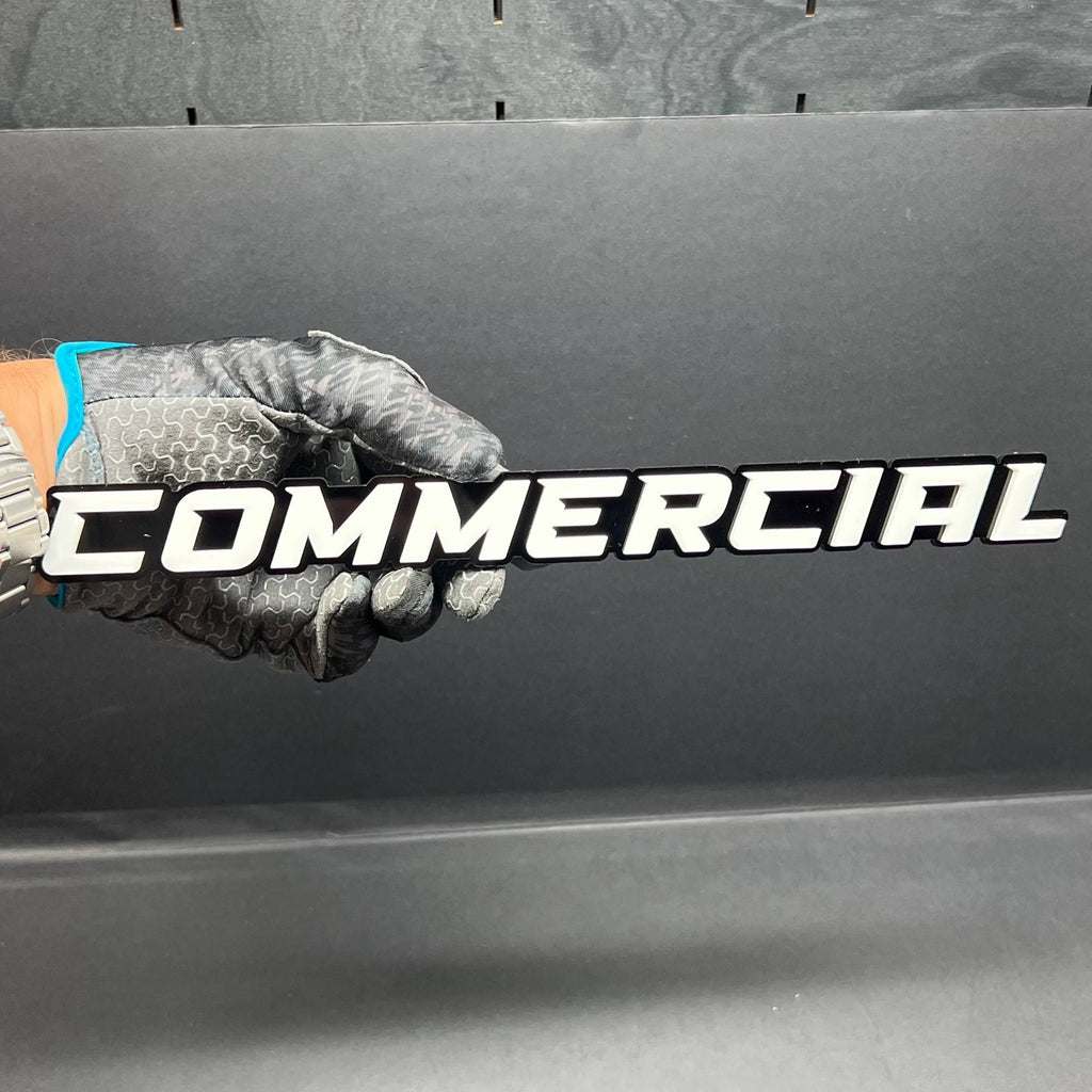 1PC COMMERCIAL Emblem – Durable 3D Multicolor Acrylic Car & Truck Badge