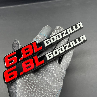 2PCS 3D GODZILLA Emblems – Durable Fender Badges for Ford 6.8L Engine Vehicles