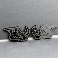 2pcs Rhino Badges Emblem Black Mate Black BADGES Fender Angry Agressive Raging