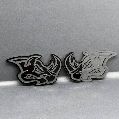 2pcs Rhino Badges Emblem Black Mate Black BADGES Fender Angry Agressive Raging