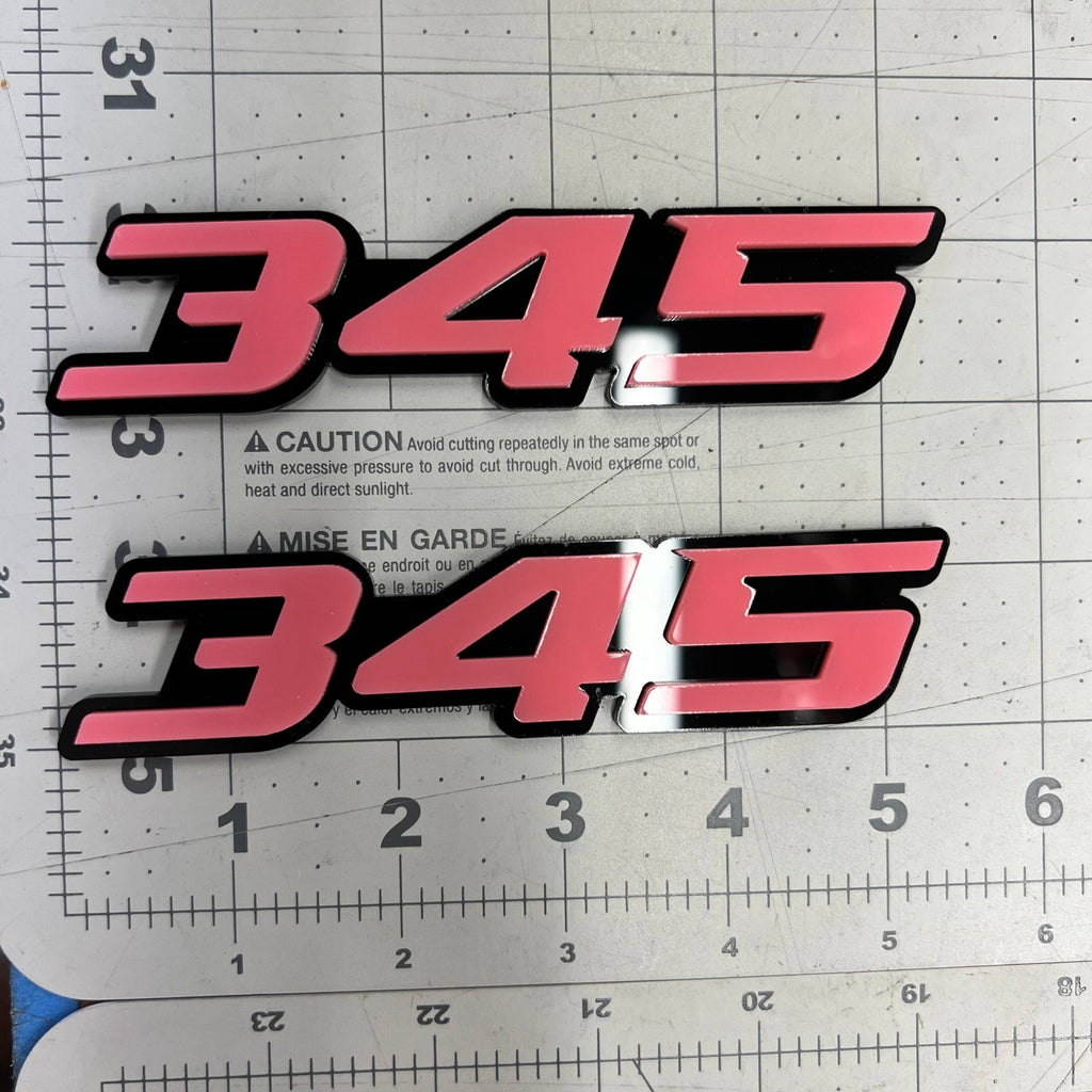 2PCS 345 Emblems – Custom 3D Acrylic Engine Fender & Trunk Badges