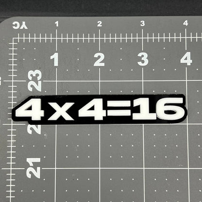 1PC 4x4=16 Emblem – 3D Acrylic Tailgate Badge Decal for Car, Truck, SUV