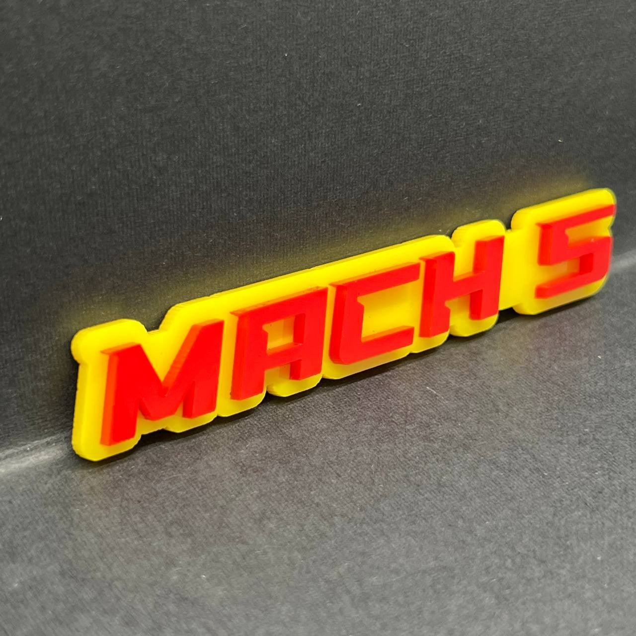 1pc MACH 5 Emblem – 3D Multicolor Acrylic Car, Truck & SUV Exterior Badge