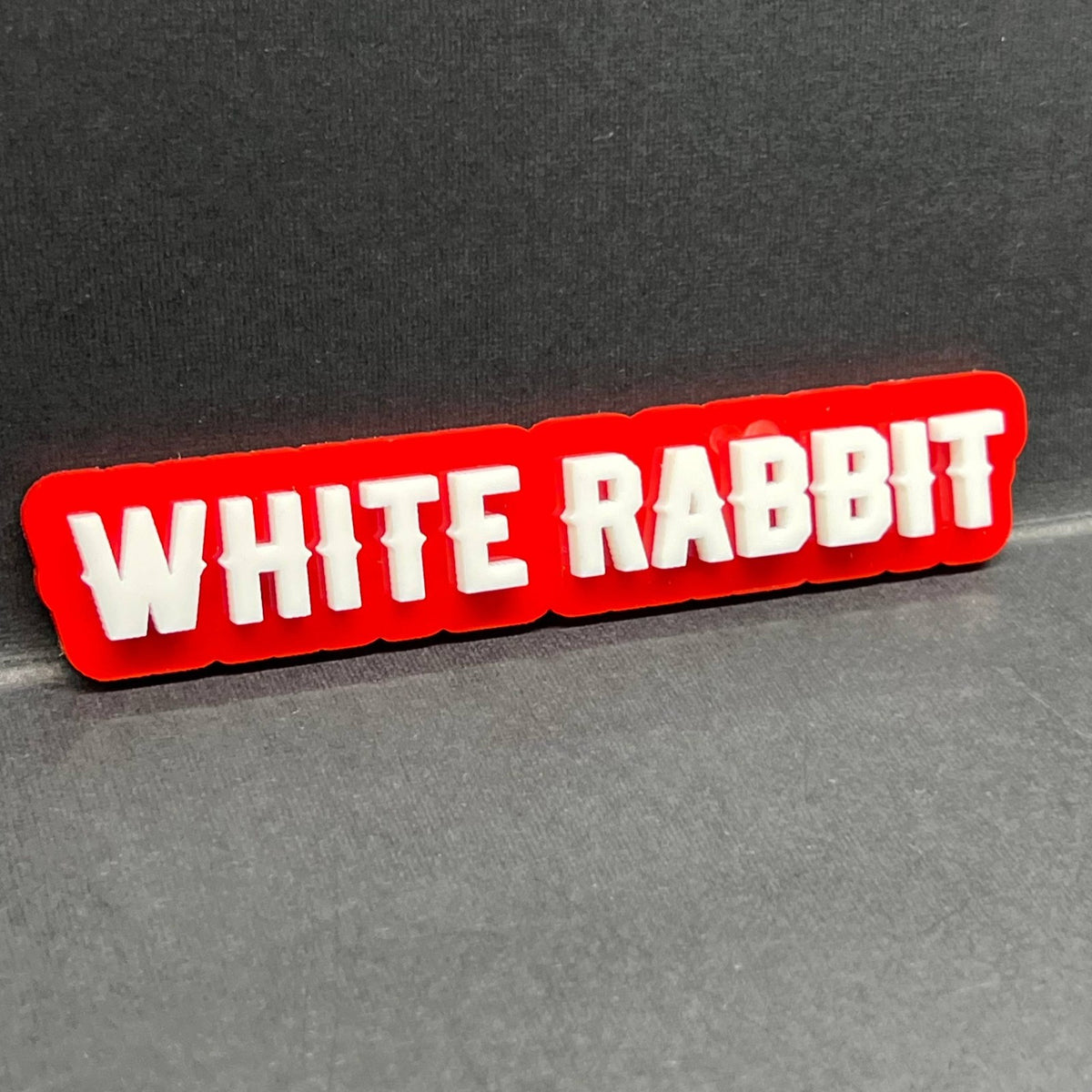 1x WHITE RABBIT Multicolor Car Badge – Easy Install Acrylic Fender & Trunk Decal