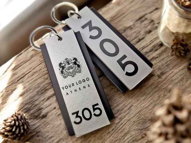 Personalized hotel key tag Keychain with your logo and room number