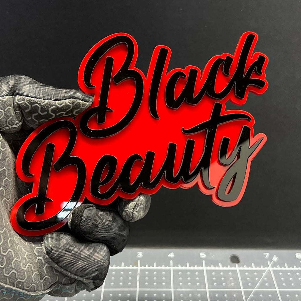 1PC Black Beauty 3D Emblem – Custom Acrylic Car Fender Trunk Badge Decal
