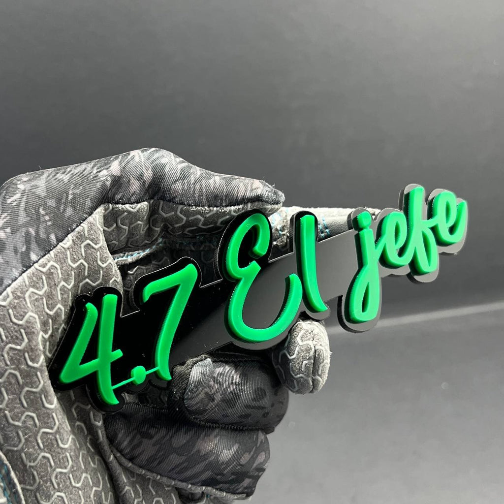 1PC 4.7 El Jefe Emblem – Custom 3D Multicolor Acrylic Car Fender Tailgate Badge