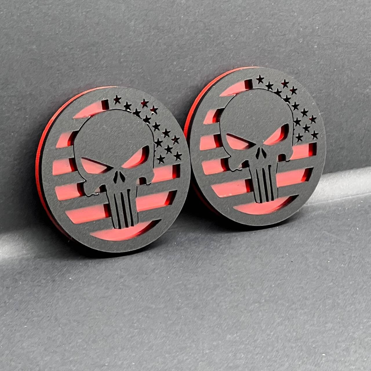 2PCS Black MATE WRANGLER GLADIATOR JL PUNISHER FENDER EMBLEM BADGE FENDER