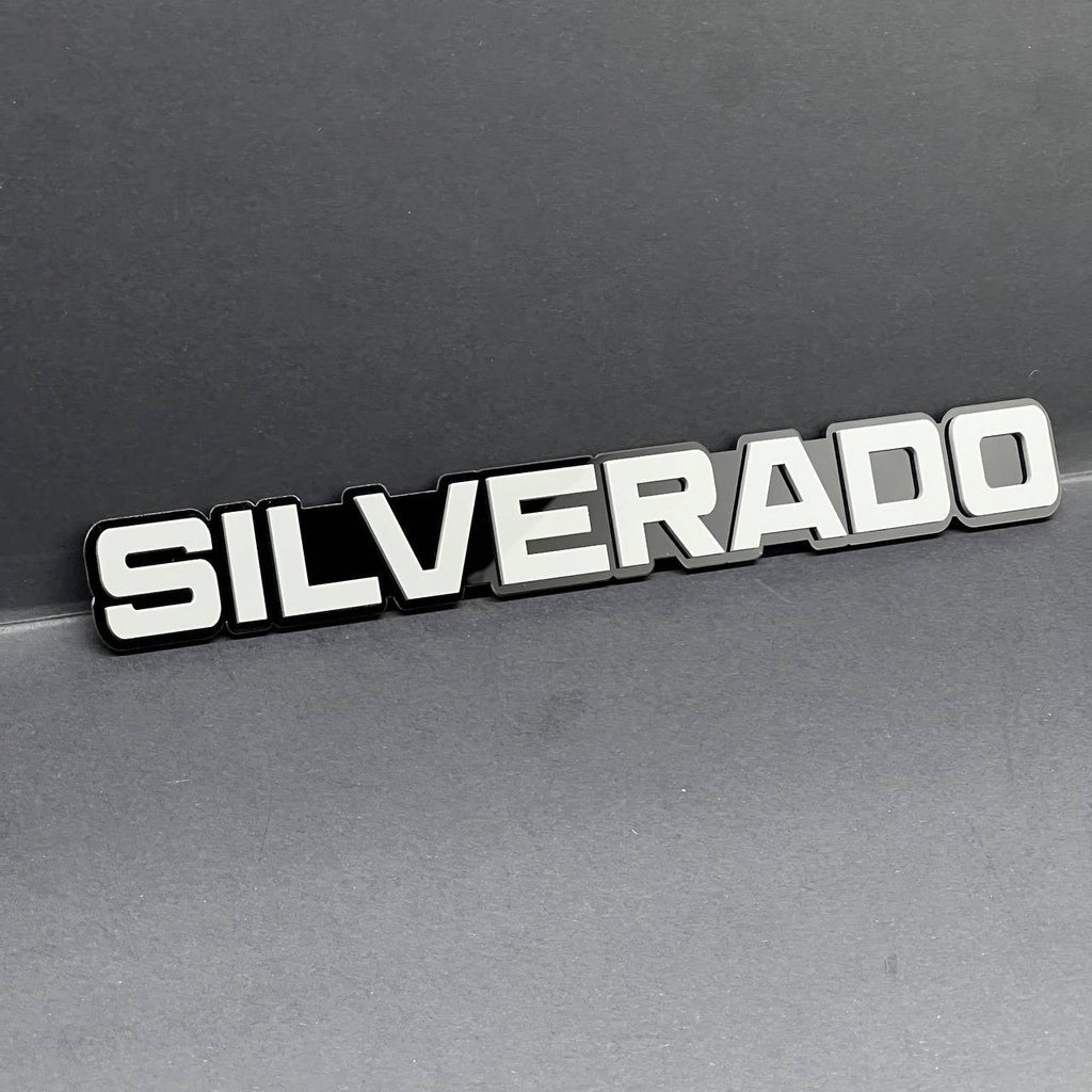 2PCS Gray SILVERADO EMBLEM BADGE FOR SILVERADO