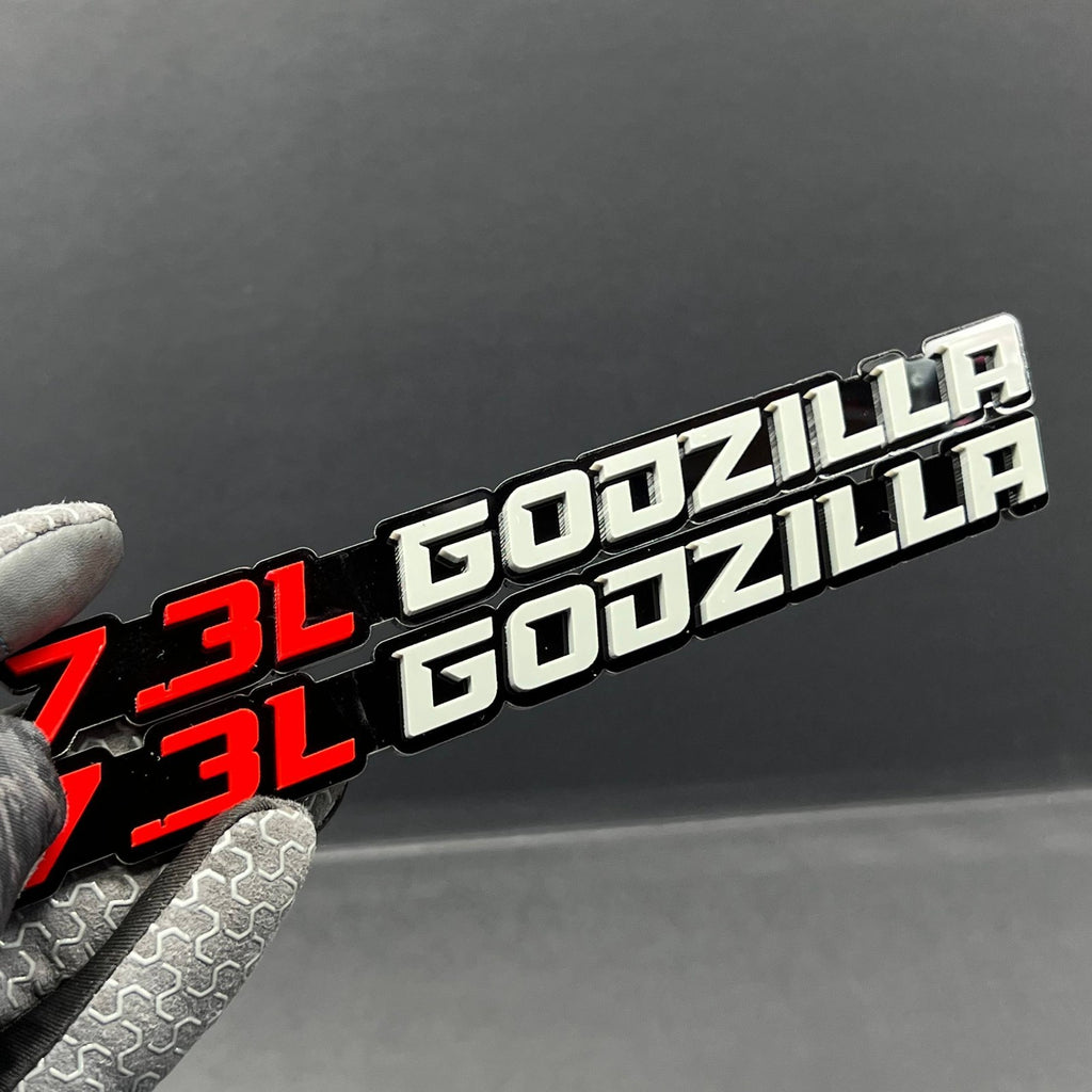 2PCS 7.3L GODZILLA 3D Emblems – Fender Badges for Ford Engine Truck & SUV