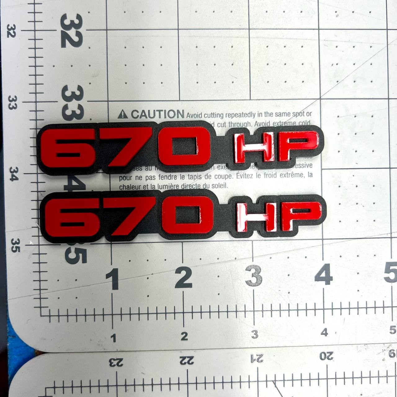 2PCS 670HP Emblems – 3D Acrylic Engine Fender Badges 670HP Pair Decals