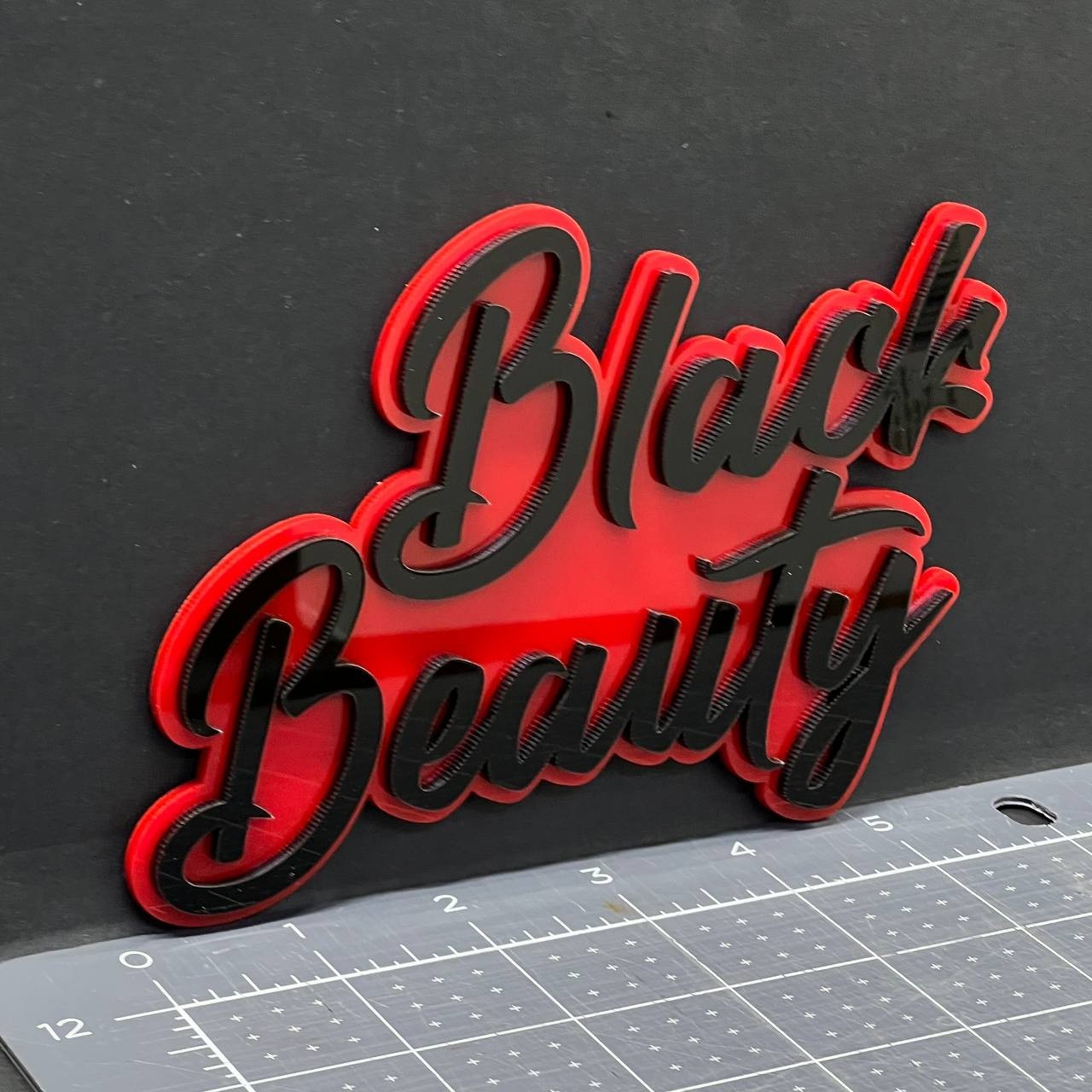1PC Black Beauty 3D Emblem – Custom Acrylic Car Fender Trunk Badge Decal