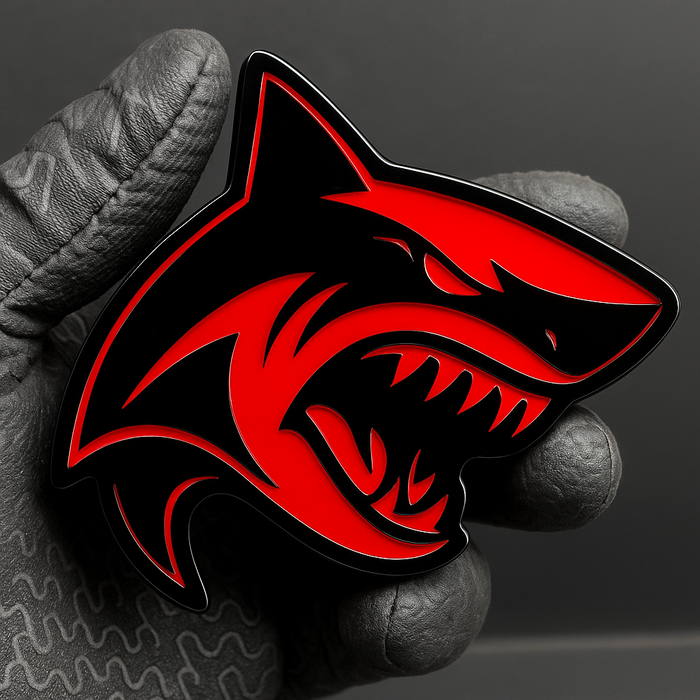 1PCS SHARK Emblem – 3D Acrylic Tailgate or Fender Badge for Truck SUV Car