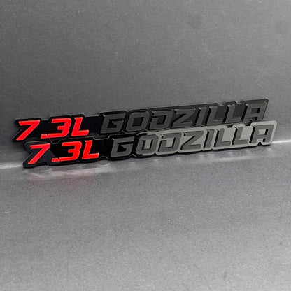 2PCS 7.3L GODZILLA Emblems – 3D Fender Badges for Ford Engine Truck SUV