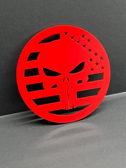 2PCS RED 18-24 WRANGLER GLADIATOR JL PUNISHER FENDER EMBLEM BADGE FENDER