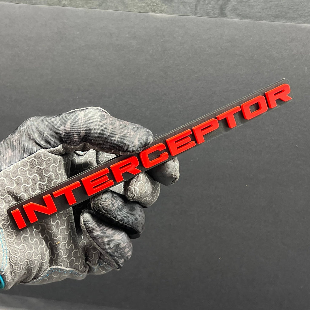 1PC INTERCEPTOR Emblem – Custom 3D Acrylic Multicolor Car & SUV Badge