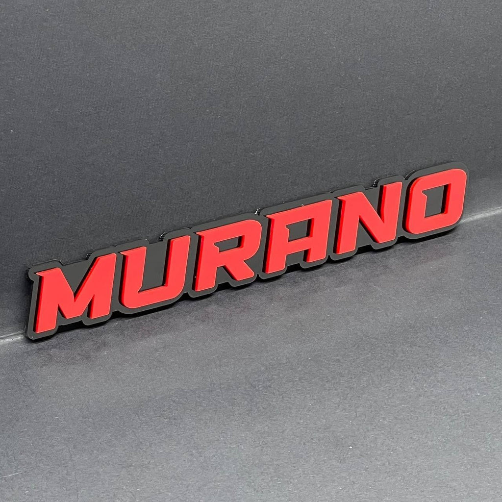 1PC MURANO Emblem – Red on Black 3D Acrylic Fender or Tailgate Badge for Car