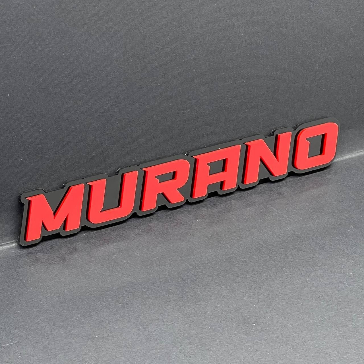 1PC MURANO Emblem – Red on Black 3D Acrylic Fender or Tailgate Badge for Car