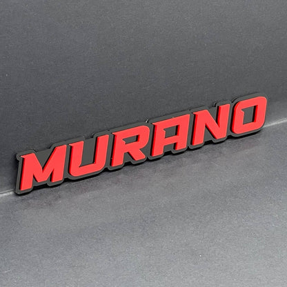 1PC MURANO Emblem – Red on Black 3D Acrylic Fender or Tailgate Badge for Car