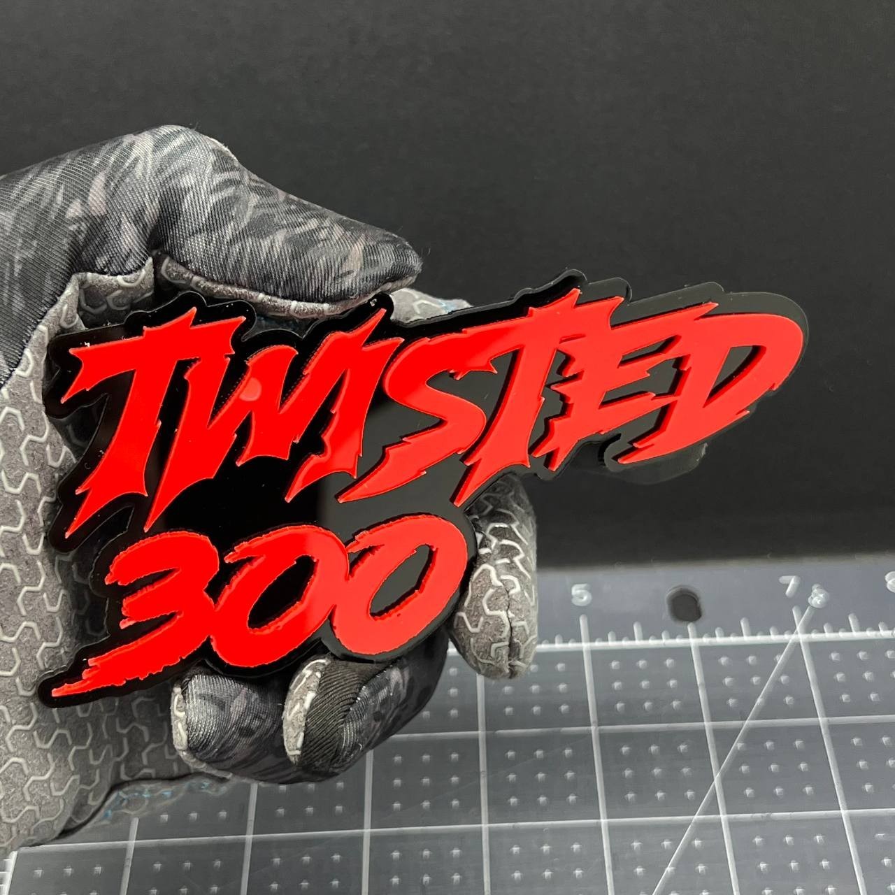 1PC Twisted 300 Emblem – 3D Multicolor Acrylic Car Badge for Fender & Tailgate