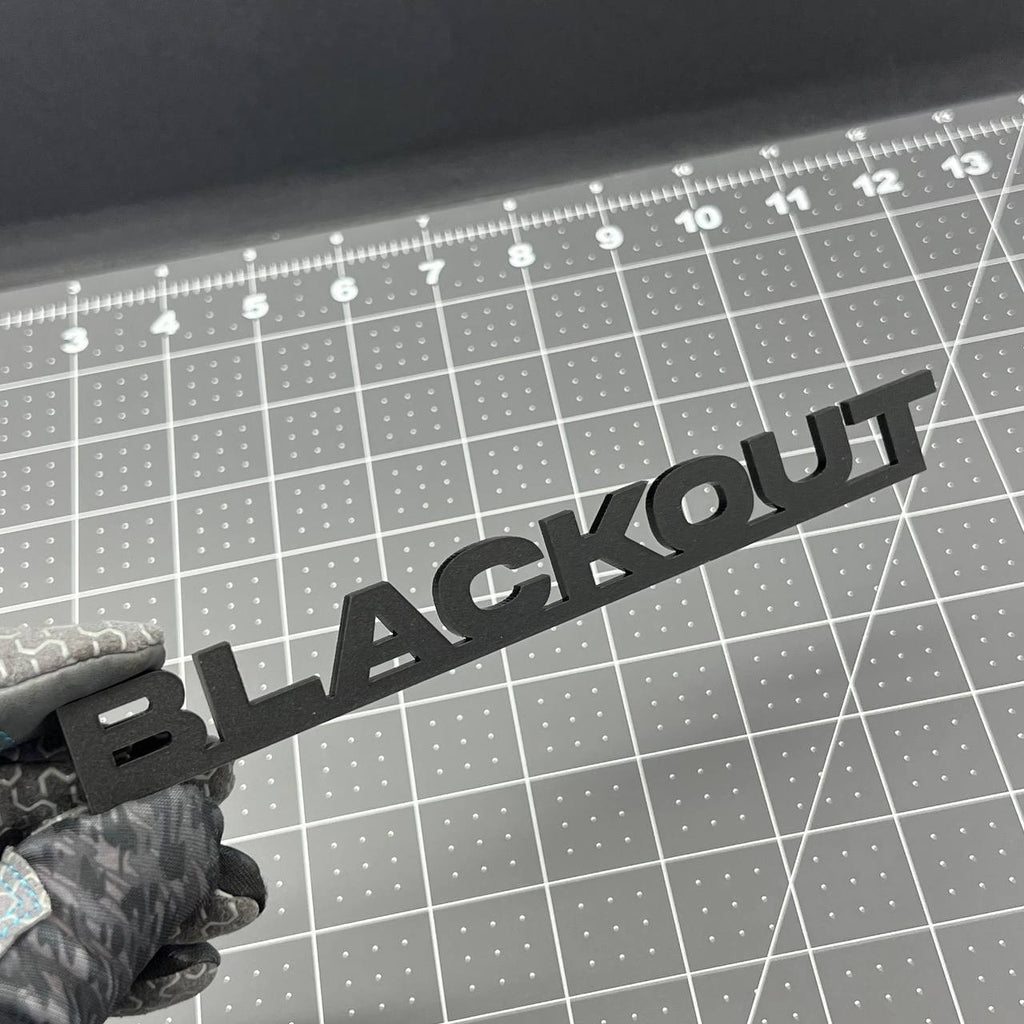 1PC BLACKOUT Emblem – 3D Multicolor Acrylic Car Badge Decal for Car Truck SUV