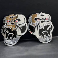 Gorilla Mirror Emblem Badges Car Truck (2 BADGES) Fender Angry Agressive