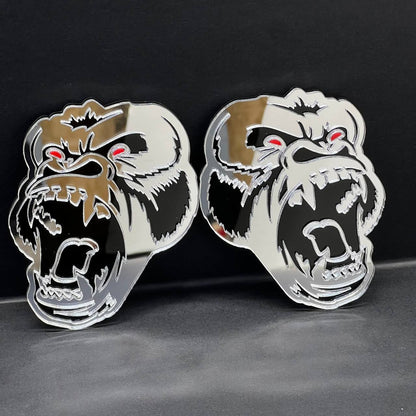 Gorilla Mirror Emblem Badges Car Truck (2 BADGES) Fender Angry Agressive