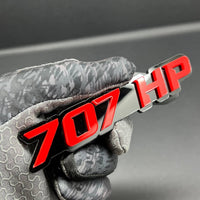 707HP EMBLEMS QTY 2 FENDER EXTERIOR 707HP ENGINE BADGE PAIR 3D ACRYLIC DECAL