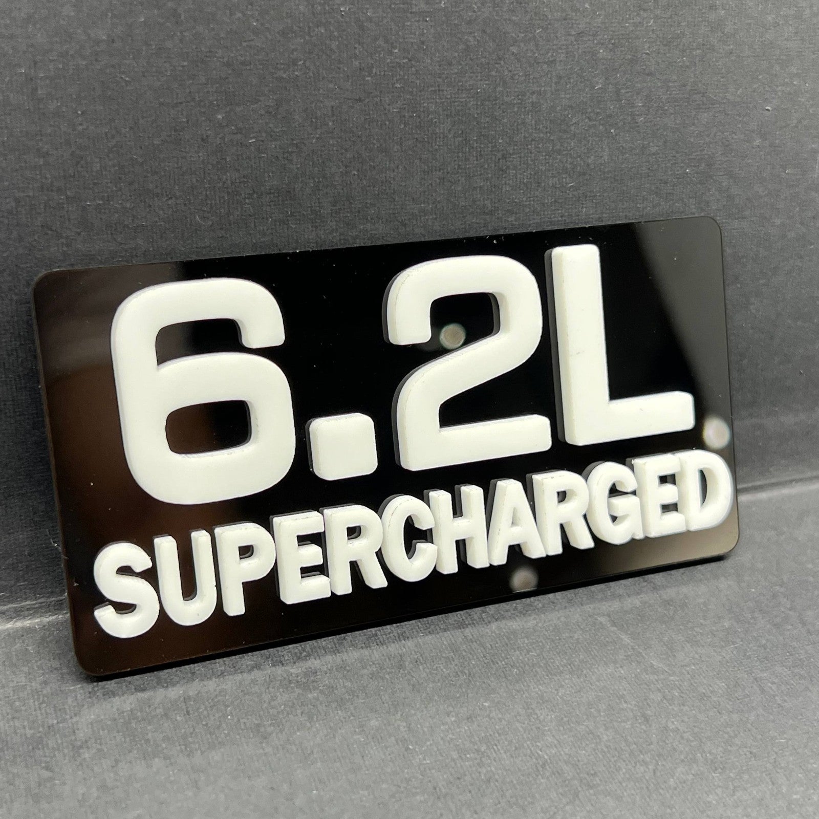 1PC 6.2L SUPERCHARGED – Acrylic Tailgate or Fender Badge for Car, SUV, Truck