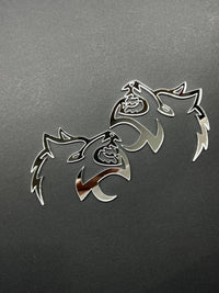 Mirror Wolf Badges Emblem Car/Truck, (2) BADGES, Fender Angry Agressive Raging