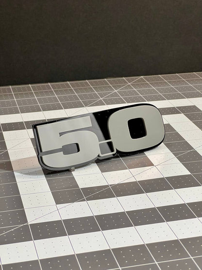 2pcs 5.0 Emblem Multicolor Badges White On Black Fender Angry Aggressive Racing