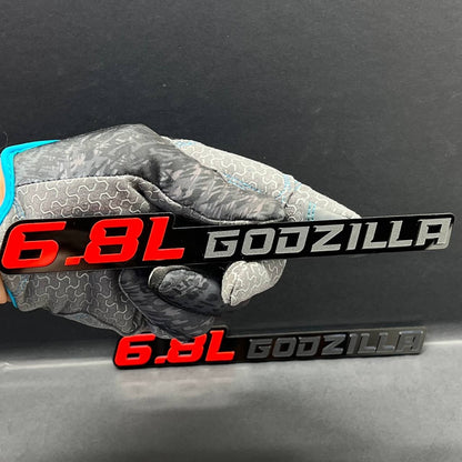 6.8L GODZILLA EMBLEMS QTY 2 FENDER EXTERIOR 6.8L ENGINE BADGE PAIR 3D EMBLEMS