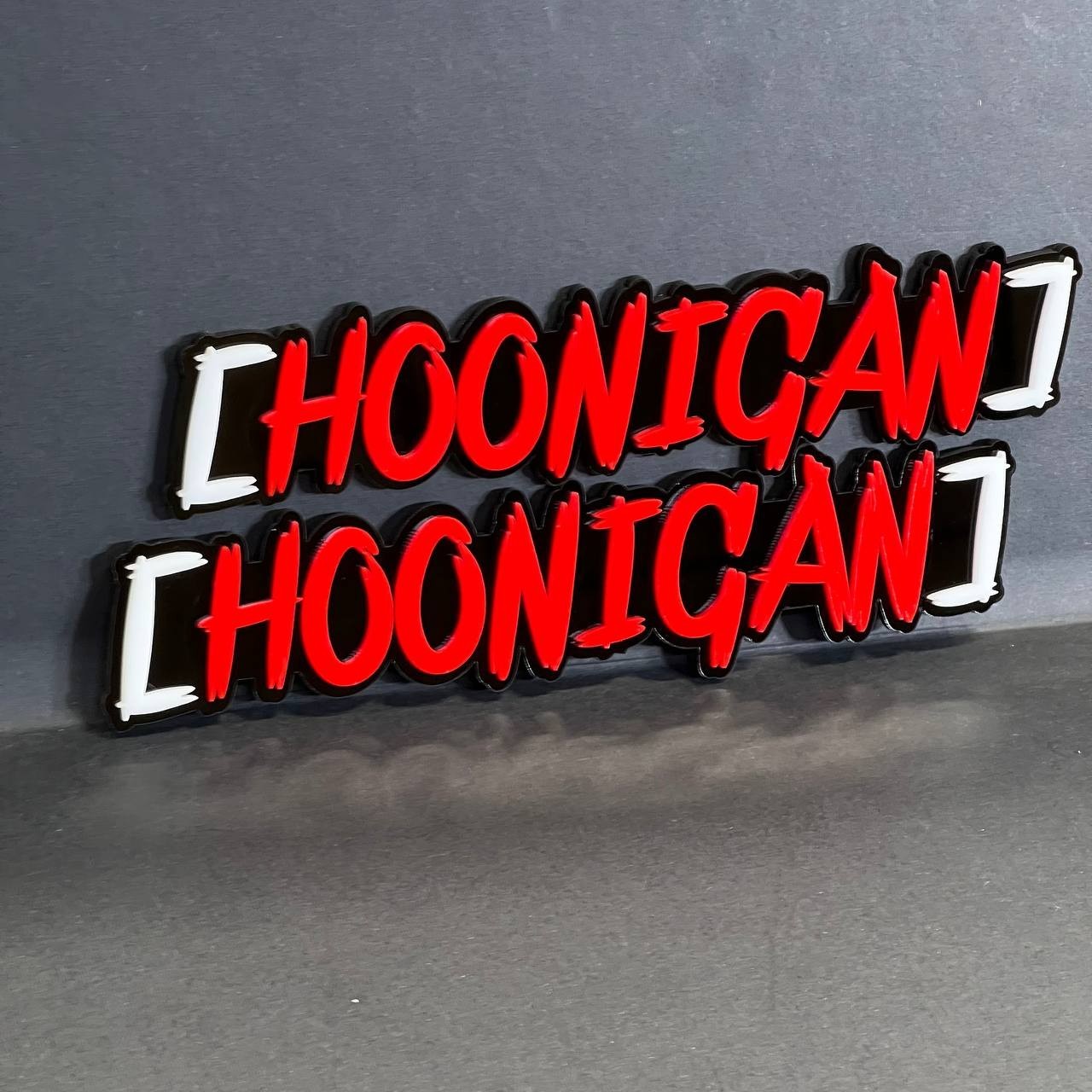 2PCS HOONIGAN 3D Emblem Badges – JDM Drift Style Acrylic Stickers Multicolor
