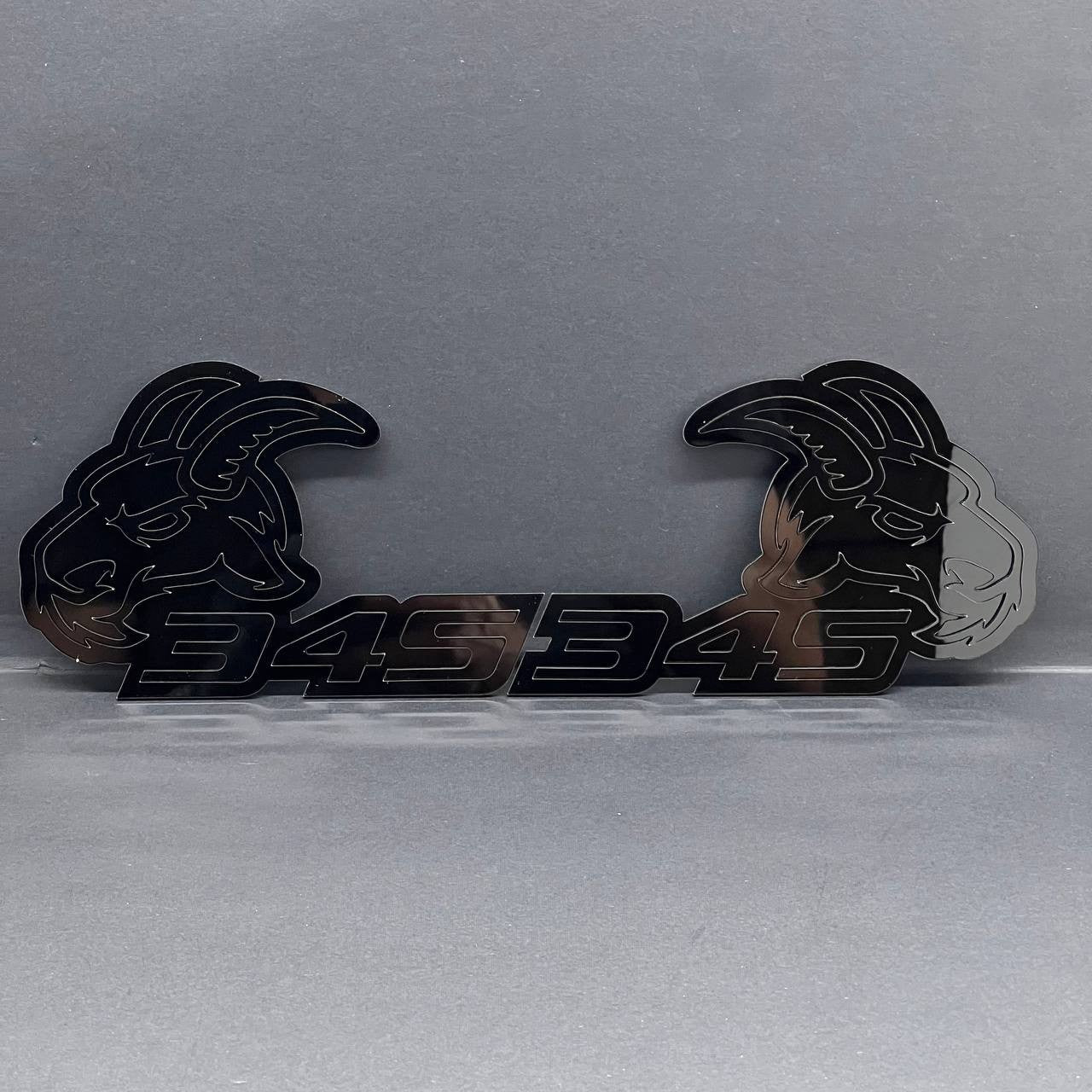 345 Angry Goat Emblem Badges (2PCS) – Aggressive Black Custom Car Fender Badge