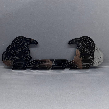 345 Angry Goat Emblem Badges (2PCS) – Aggressive Black Custom Car Fender Badge