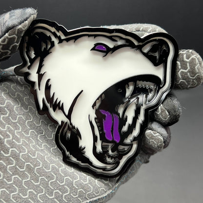 2PCS Angry Bear Emblems – Aggressive 3D Acrylic Car & Truck Fender Badges