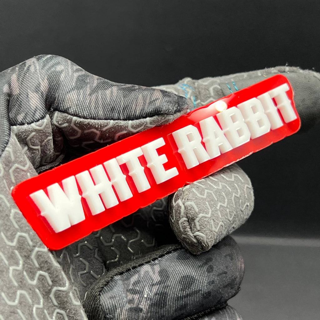 1x WHITE RABBIT Multicolor Car Badge – Easy Install Acrylic Fender & Trunk Decal