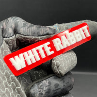 1x WHITE RABBIT Multicolor Car Badge – Easy Install Acrylic Fender & Trunk Decal