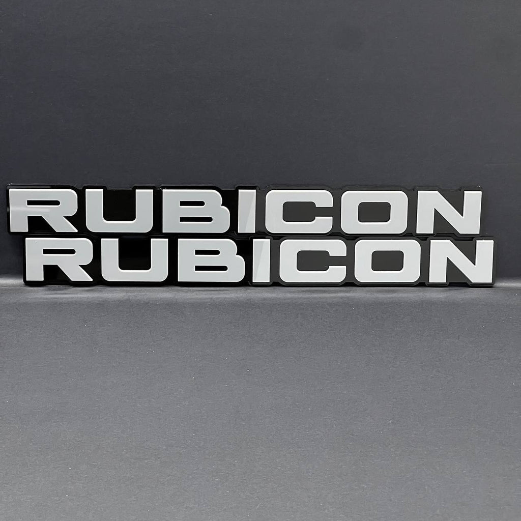 RUBICON EMBLEMS QTY 2 FENDER EXTERIOR RUBICON BADGE PAIR 3D EMBLEMS