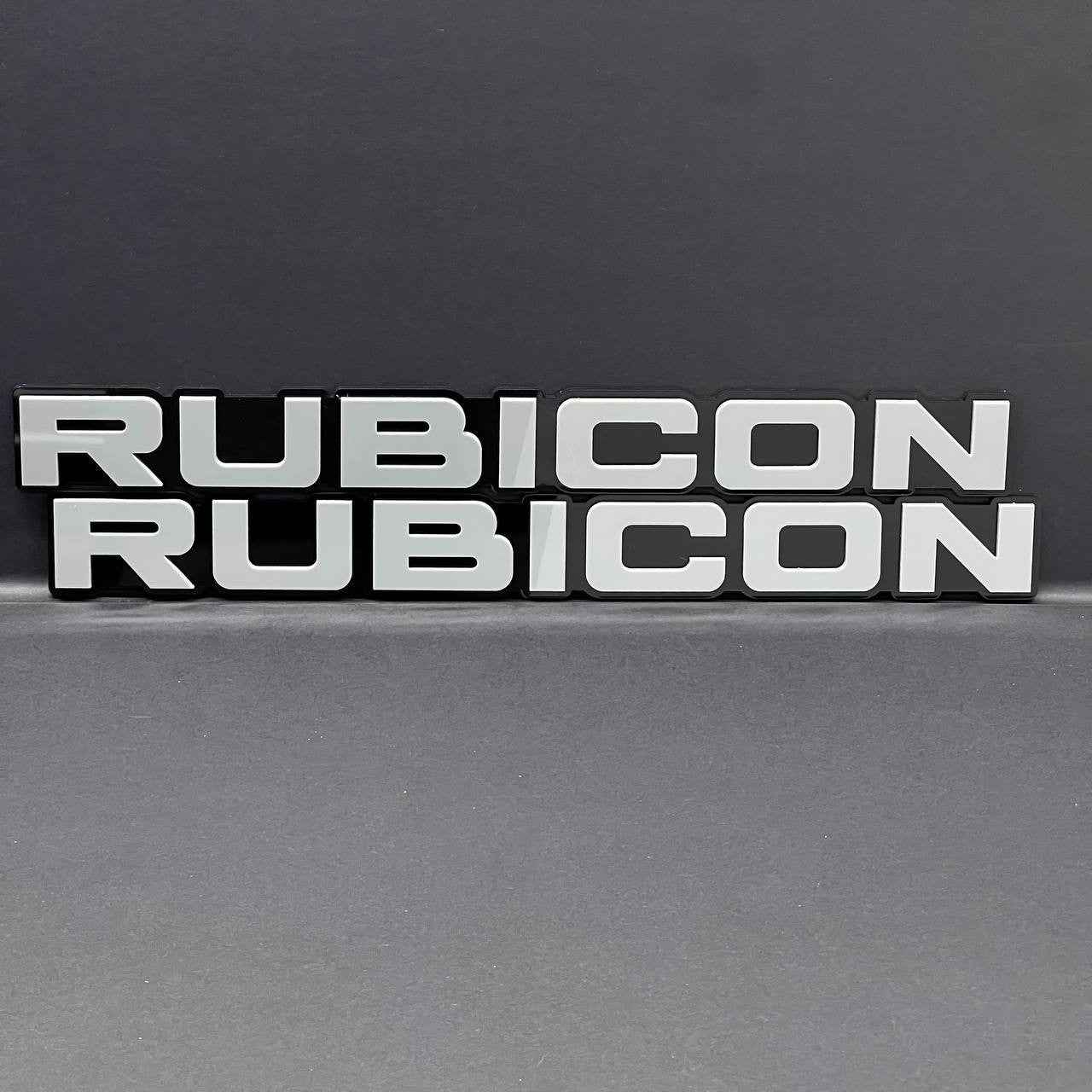 RUBICON EMBLEMS QTY 2 FENDER EXTERIOR RUBICON BADGE PAIR 3D EMBLEMS
